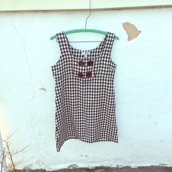 Houndstooth wool blend sleeveless dress - Picture 1 of 8